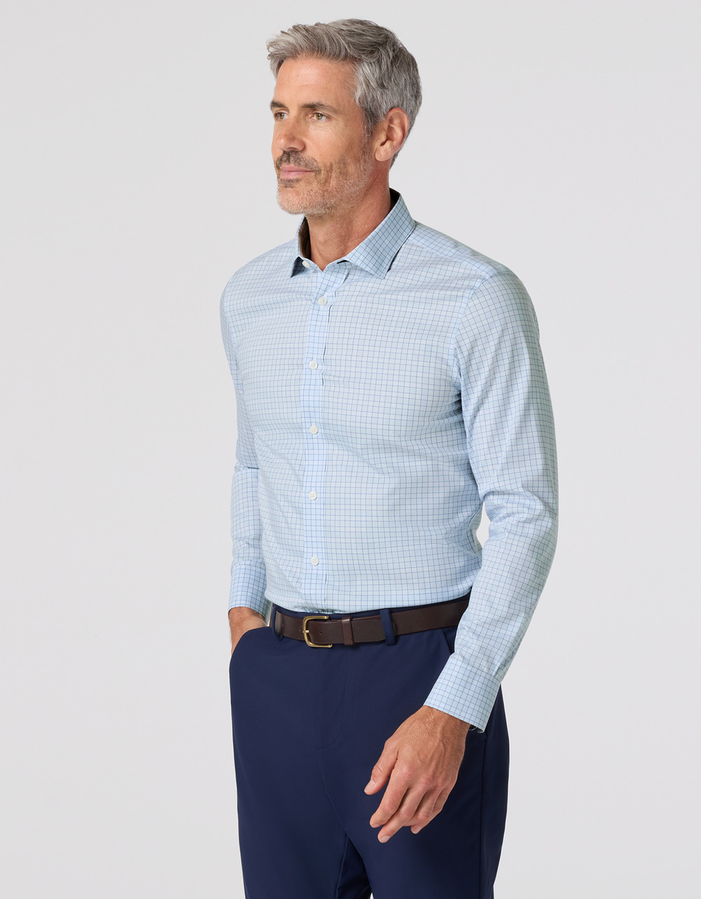 Hilton LS Dress Shirt Classic Fit - Sky Cooper Plaid